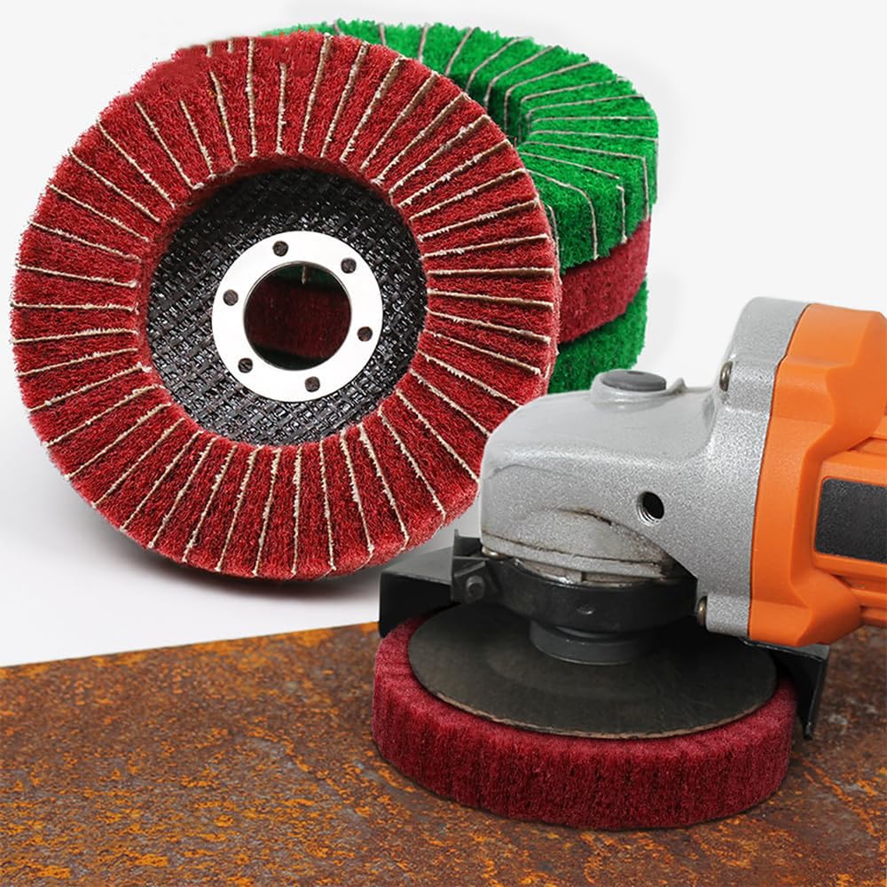 4,5" 115mm Nylonowa tarcza polerska z włókna, 180 gradacji do szlifierki kątowej do polerowania drewna i metalu, 240 gradacji, zawiera piasek, 5 sztuk