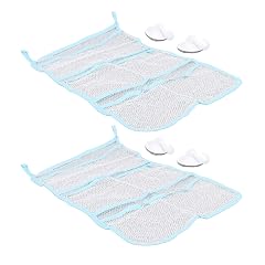 BTSEURY Bathroom Storage Mesh Bags 2 Pack Hanging Net with Multi Pockets Suction Cup Hooks Practical Style for