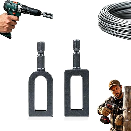 2 PCS Wire Twister Tool for Drill, Heavy Duty Steel Wire Twister with 1/4" Hex Shank, Professional Tool for Fencing, Rebar Tying & Construction Use, Includes 2 Different Sizes for Versatile Working