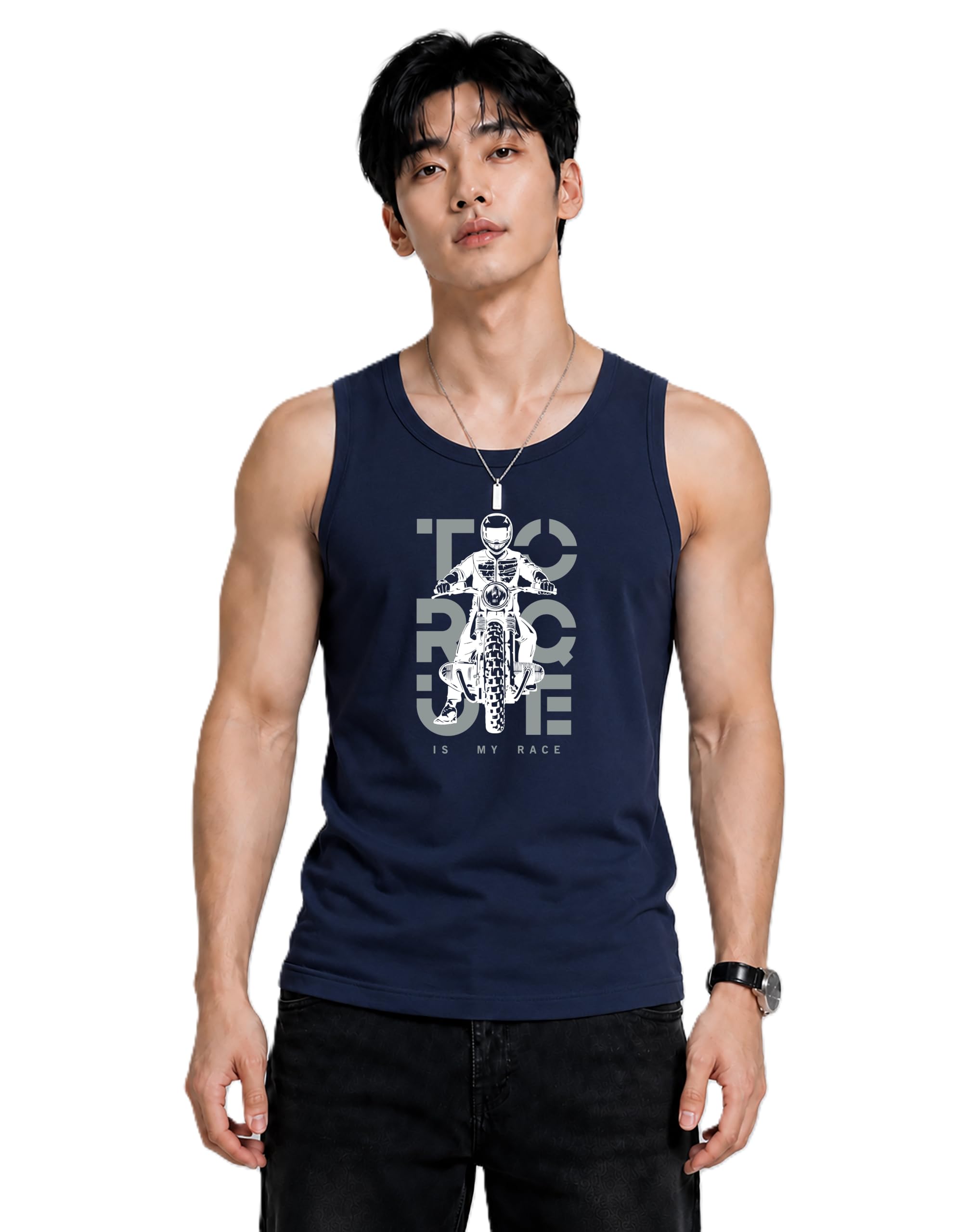 jugular Men's Pure Cotton Printed Regular Fit Sleeveless Vest, Scoop Neck, Classic Style-picture-28