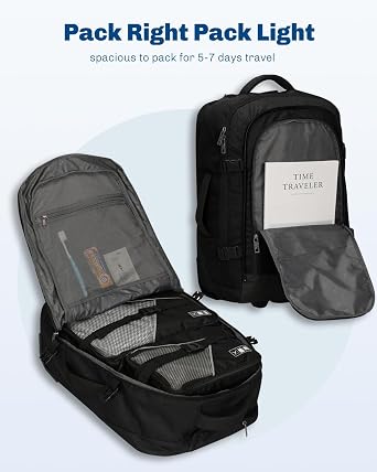 Hynes Eagle 2 in 1 Travel Backpack 22 inches Carry on Luggage 63L Rolling Backpack for Men Women with Packing Cubes 3PCS Set