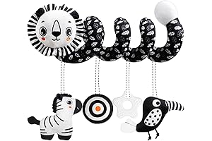 Car Seat Toys, Black & White Rattle Spiral Hanging Baby Toy for Boys and Girls