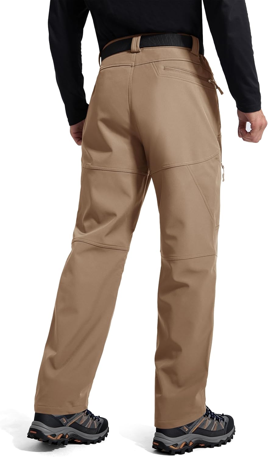 FREE SOLDIER Men's Fleece Lined Outdoor Cargo Hiking Pants Water Repellent Softshell Snow Ski Pants with Zipper Pockets - Image 2