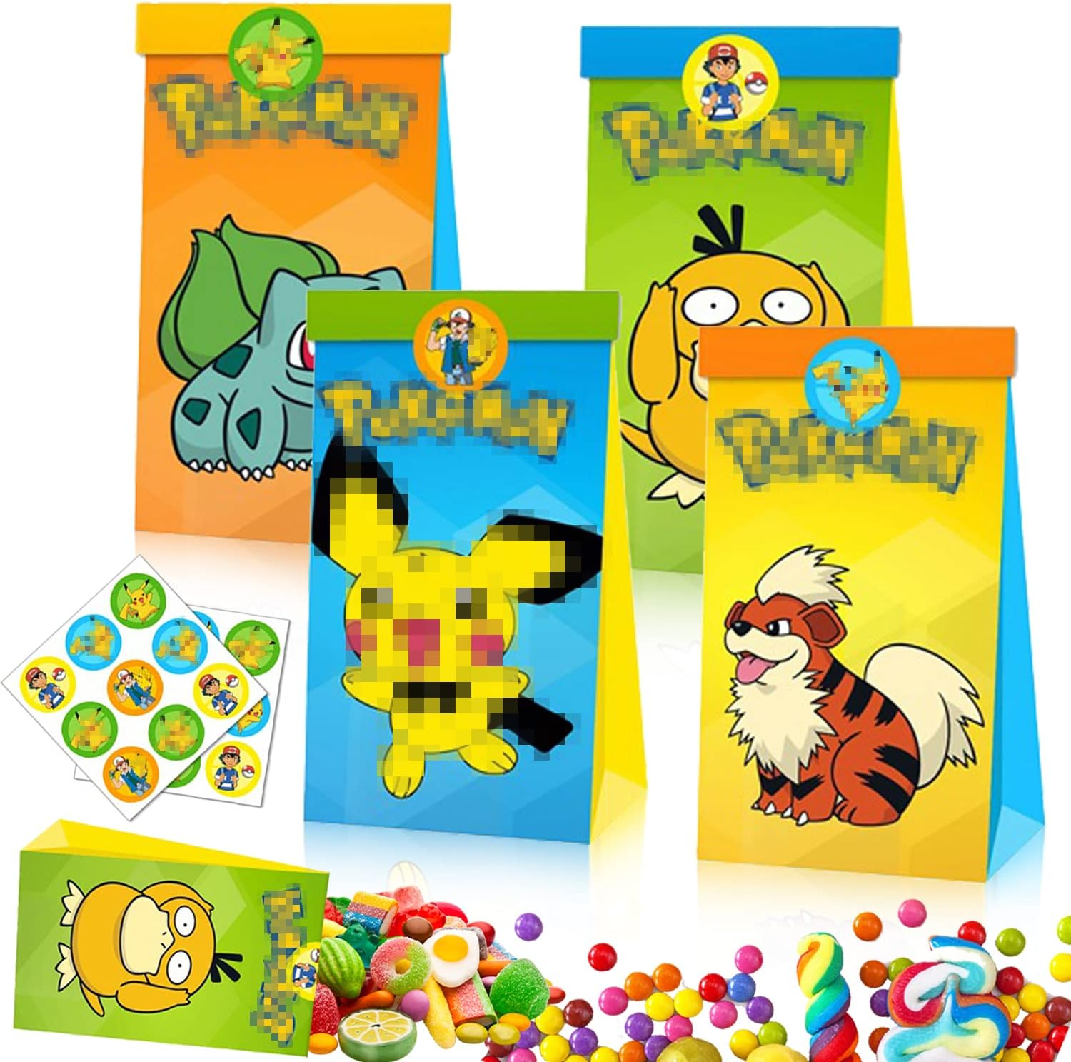 6 Pokemon-Partytüten Mit Tragegriff – Bunte Geschenktüten Für Kindergeburtstage & Mottopartys