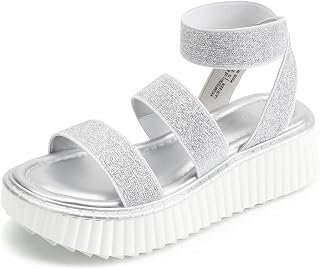 DREAM PAIRS Girls Flatform Wedge Open Toe Platform Summer Sandals with Buckle Ankle Strap for Little Kid/Big Kid