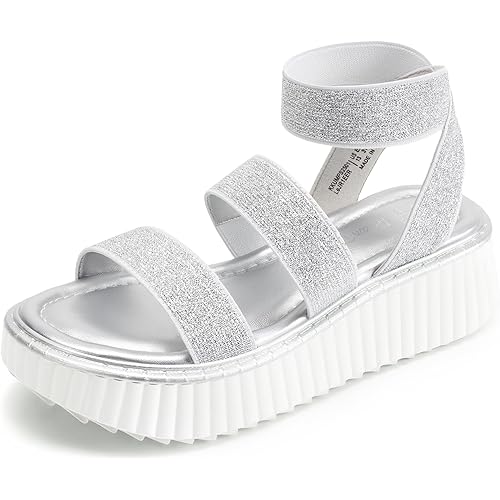 DREAM PAIRS Girls Flatform Wedge Open Toe Platform Summer Sandals with Buckle Ankle Strap for Little Kid/Big Kid