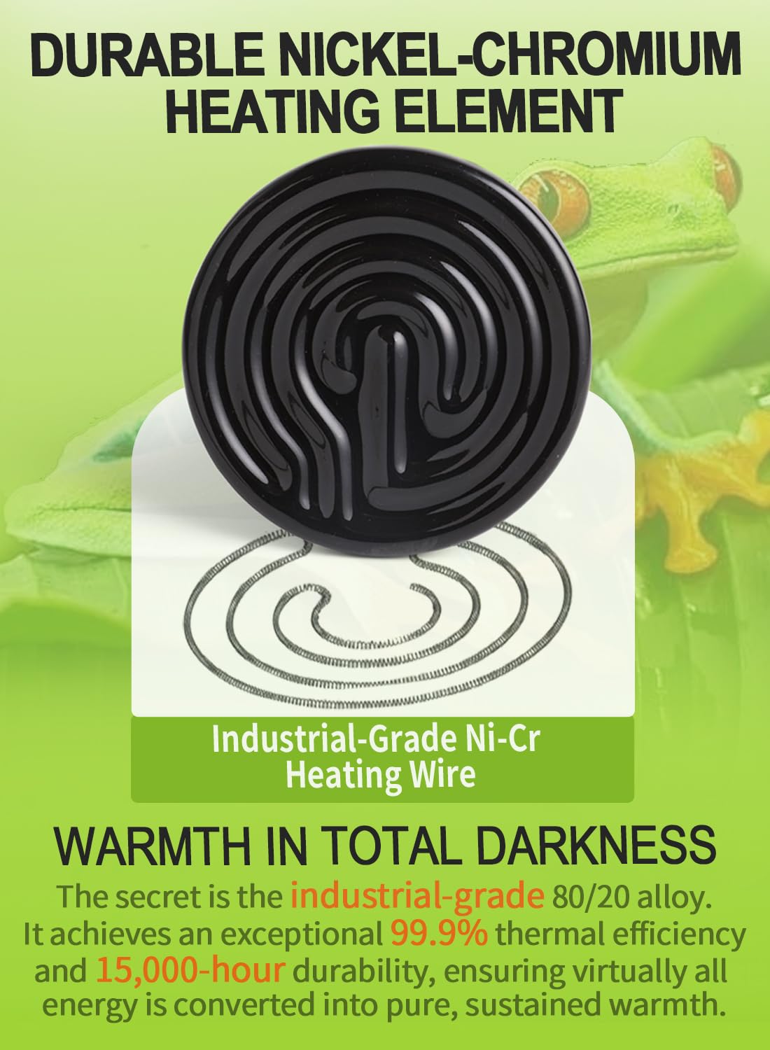 OMAYKEY 75W Ceramic Infrared Emitter - No Light Reptiles Heater, for Bearded Dragons, Lizards, Turtles, Snakes, Amphibians & Chickens - ETL Certified Heat Lamp Bulbs(2 Pack) - image 5