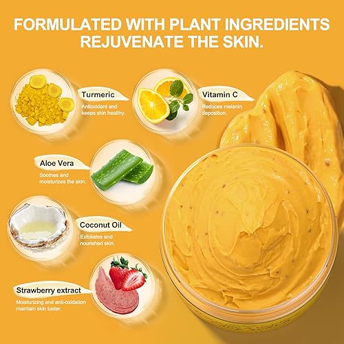Miniatura 2 de Vitamin C and Turmeric Face Scrub Cream Organics Microdermabrasion Facial Scrub Exfoliating Clears Blackheads Improve Dark Spot Acne with Strawberry