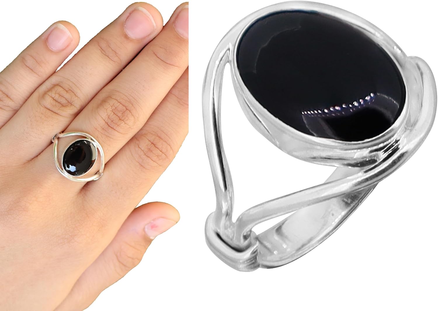 Black Onyx Silver Ring | Natural Black Onyx Sterling Silver 925 Handmade Oval Ring | December Birthstone | Handmade Jewelry