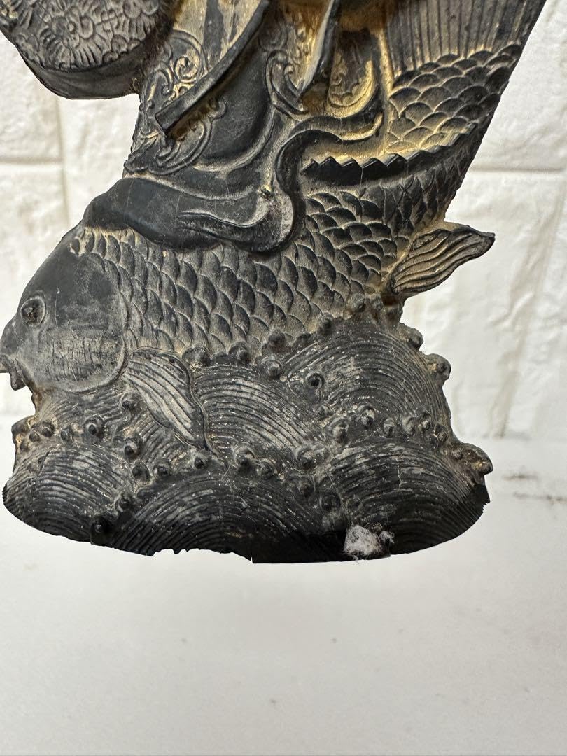 中国古墨　　観音像彫　重さ約７３７㌘ 中国古墨 観音像彫 重さ約737㌘ 中国古墨 観音像