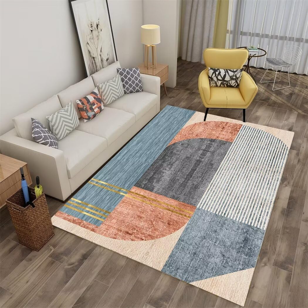Tapis chambre garcon antidérapant et durable bleu de 140x210cm