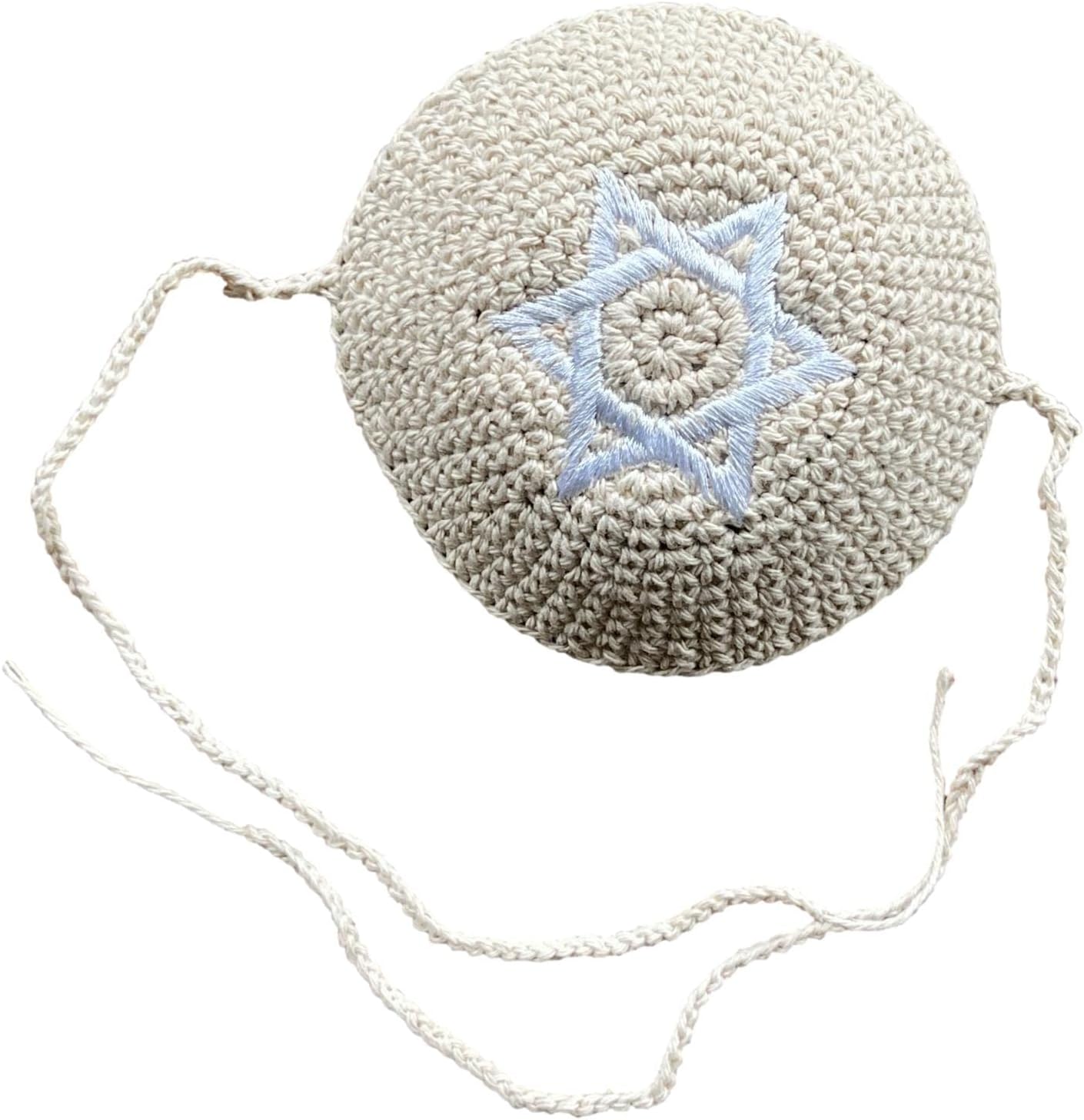 Romy & Rosie Crochet Brit Milah Yarmulke/Kippah with Ties/Baby Size 4.5 inch 11.5cm