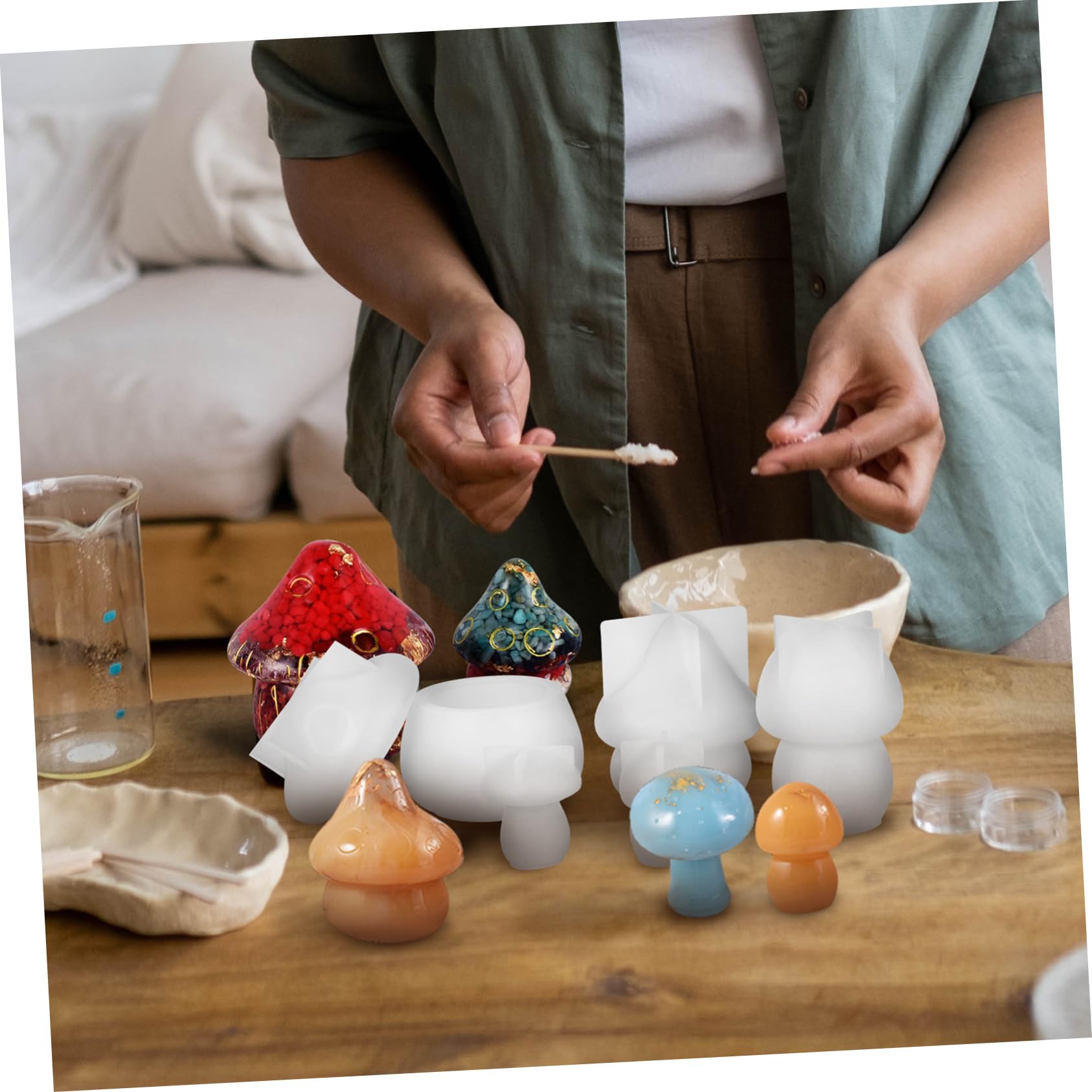 HOMSFOU 4 Ensembles Moules À Champignon Silicone Lot pour Artisanales Moules À Pots Époxy Décorations Uniques Pratiques 5 Pièces * 4