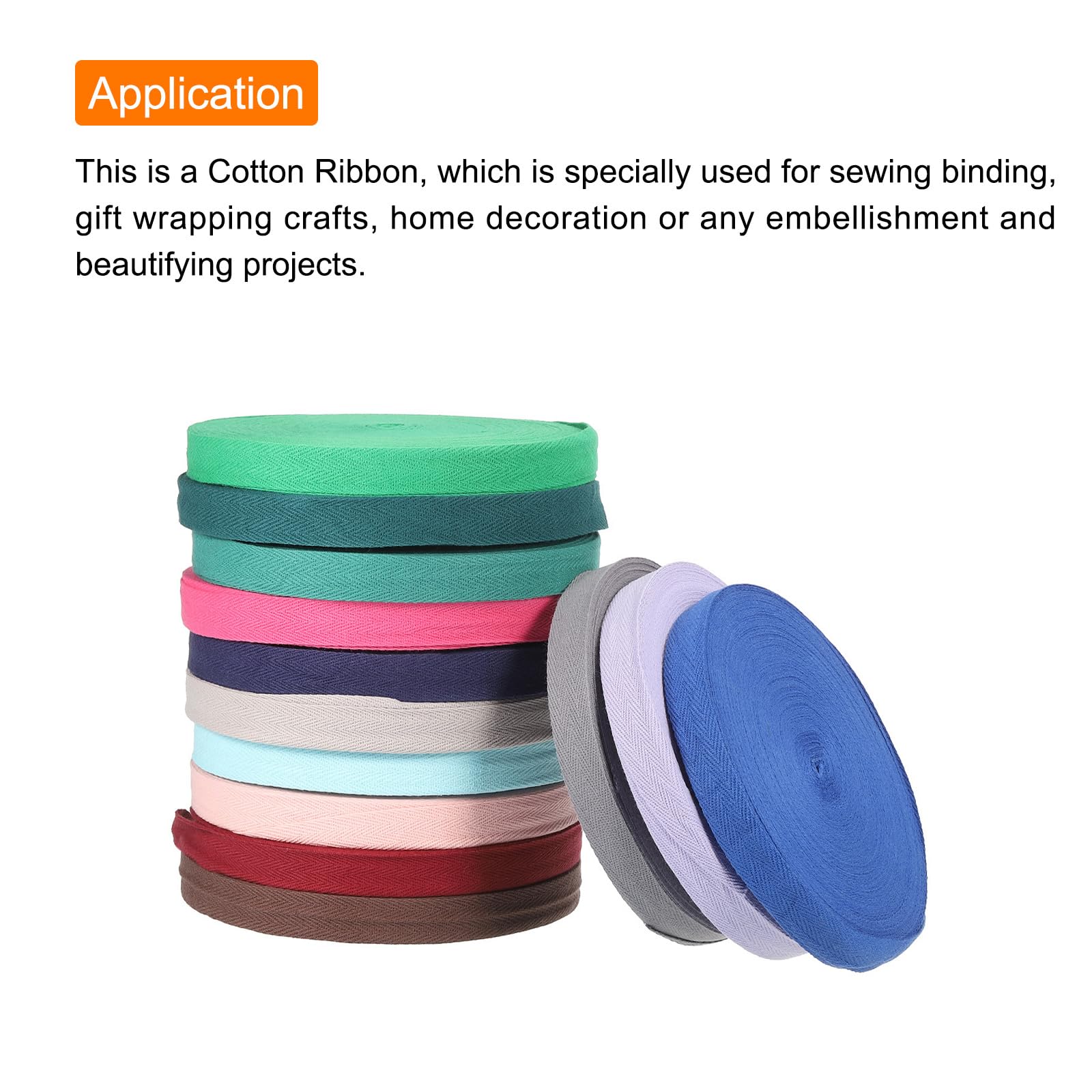 PATIKIL Cotton Twill Tape 20mm(3/4") 25 Yards Cotton Ribbon Bias Binding Tape Herringbone Webbing Trim for Sewing Gift Wrapping Craft DIY Pink White - Image 3