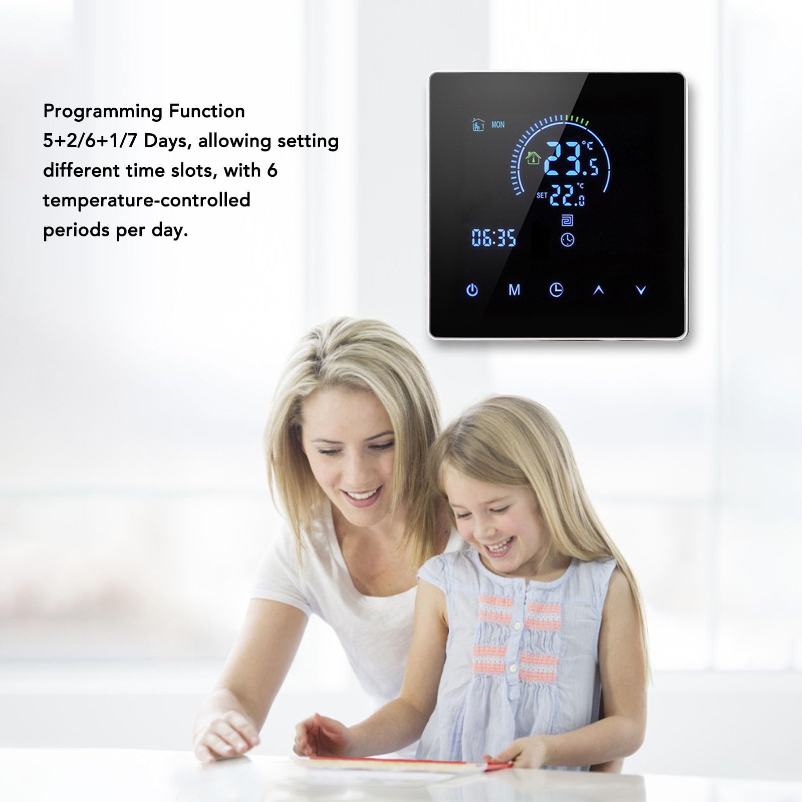 YWBL-WH Termostato Digitale Programmabile Intelligente Termostato per Riscaldamento a Parete con Display LCD per Riscaldamento a Pavimento di (Tipo standard)