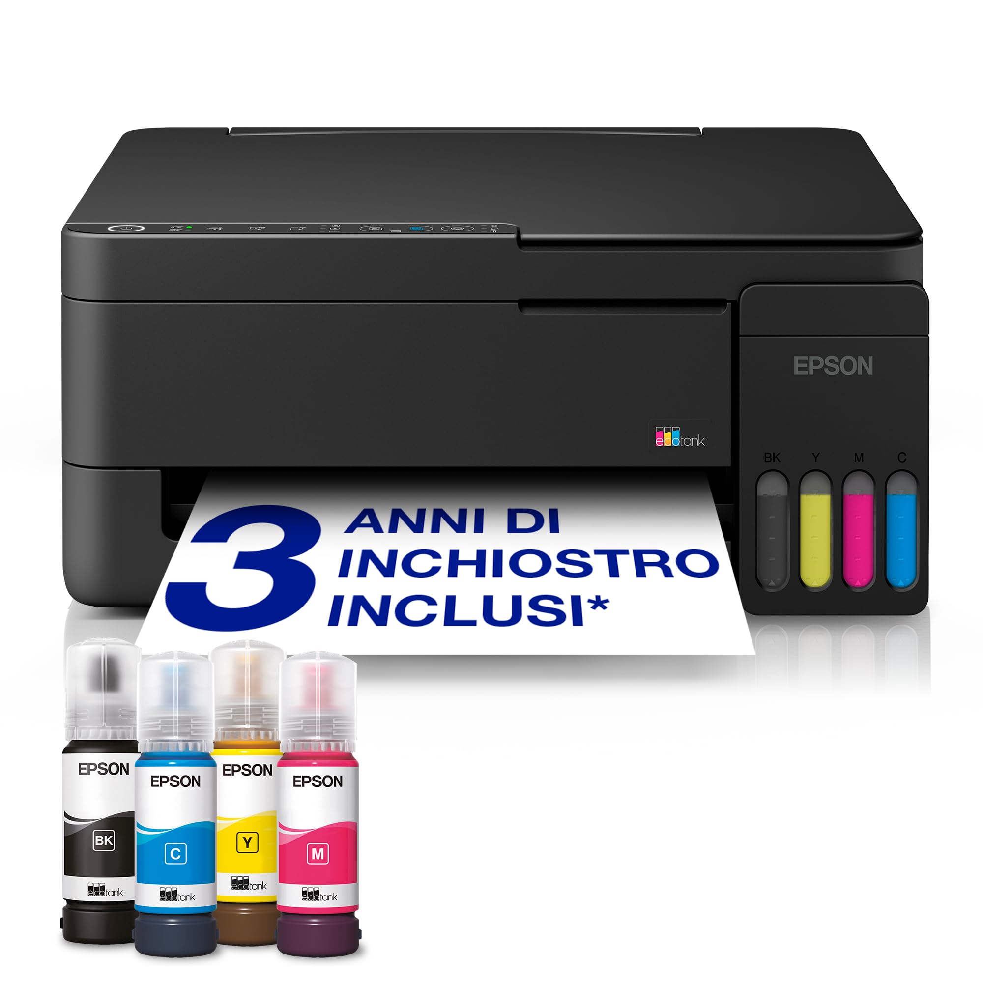 Epson EcoTank ET-2912 | Uso domestico intenso | Wi-Fi | A4 | Stampa, copia, scansione | Compatibile con AirPrint | Compatta | Fino a 3 anni di inchiostro inclusi