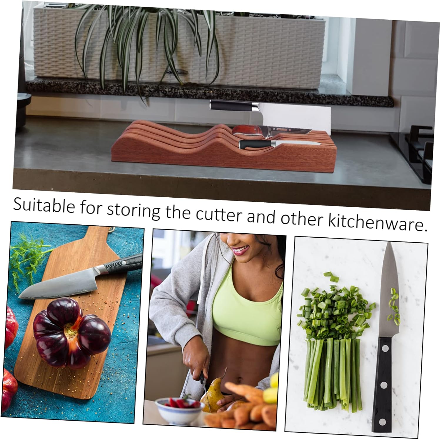 Garneck 1pc Vintage Dark Kitchen Cutter Rack Space-saving Home Utensil Holder for Easy Access and Stylish Storage