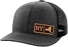 Greater Half New York Leather Patch Trucker Hat – USA Made Adjustable Snapback Mesh Cap – Homegrown – 6-Panel Mid Profile