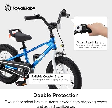 Royal Baby Child Bike 12 inch Kids Bike Ages 3 + (Blue) For children aged 3-4 years toddlers beginners boys and girls