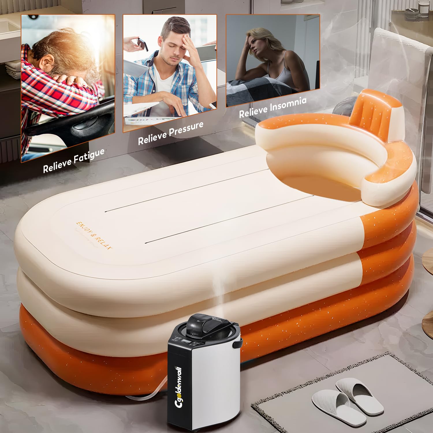 CGOLDENWALL Portátil Sauna de Vapor Hogar 3L, Generador de Vapor para Personal Spa, Olla de Vapor de Sauna con Control Remoto, Adecuado para Tienda Sauna, Desintoxicación