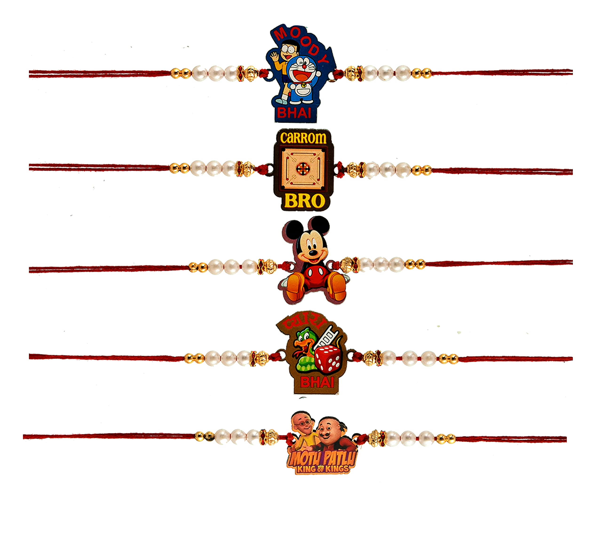 The India Style Wooden,MDF Rakhi for Kids Designer Cartoon Character Handmade Dori Beads Worked Bhaiya Kids Boy Girls Bro Combo Rakhi Bracelet with Roli & Chawal Exclusive Combo of 5 Pcs (B0B4TG61P9) Amazon Price History, Amazon Price Tracker