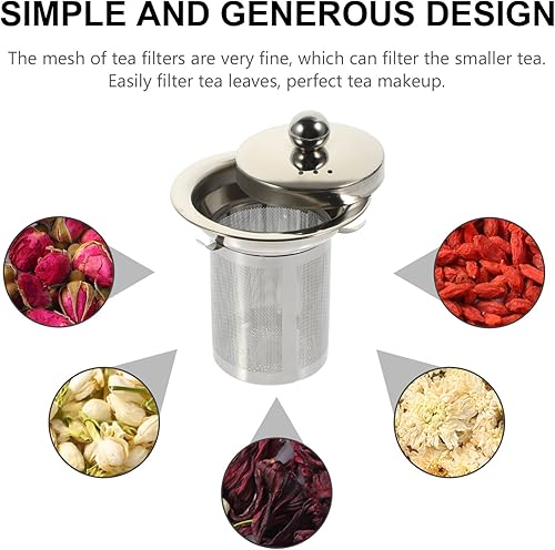 Miniatura 3 de Colador de té de acero inoxidable con tapa, infusor de té de hojas sueltas de gran capacidad para teteras, tazas, tazas y jarras, filtro de malla de