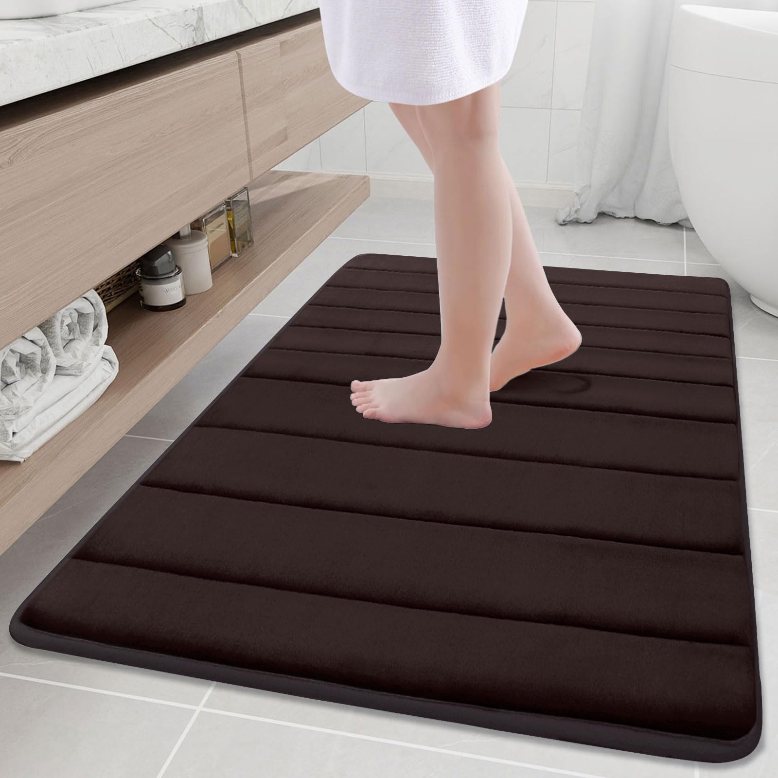 Buganda Memory Foam Bath Mat, 40" x 32", Ultra Soft and Non-Slip Bathroom Rugs, Water Absorbent and Machine Washable Bath Rug Runner for Bathroom,