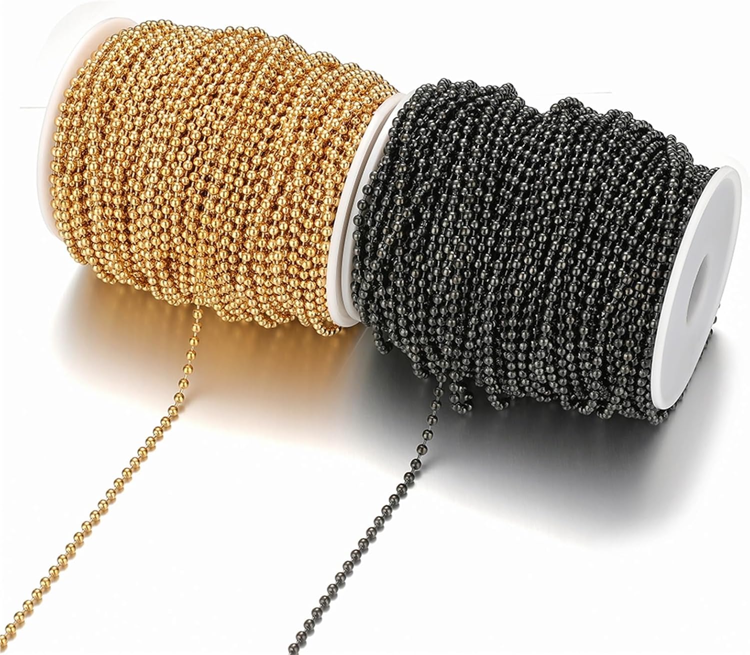 Ball chain, 5Meters Stainless Steel Beads 1.5mm/2mm/2.5mm/3mm Ball Chains for Jewelry Making DIY for(Steel color,Beads 2mm)