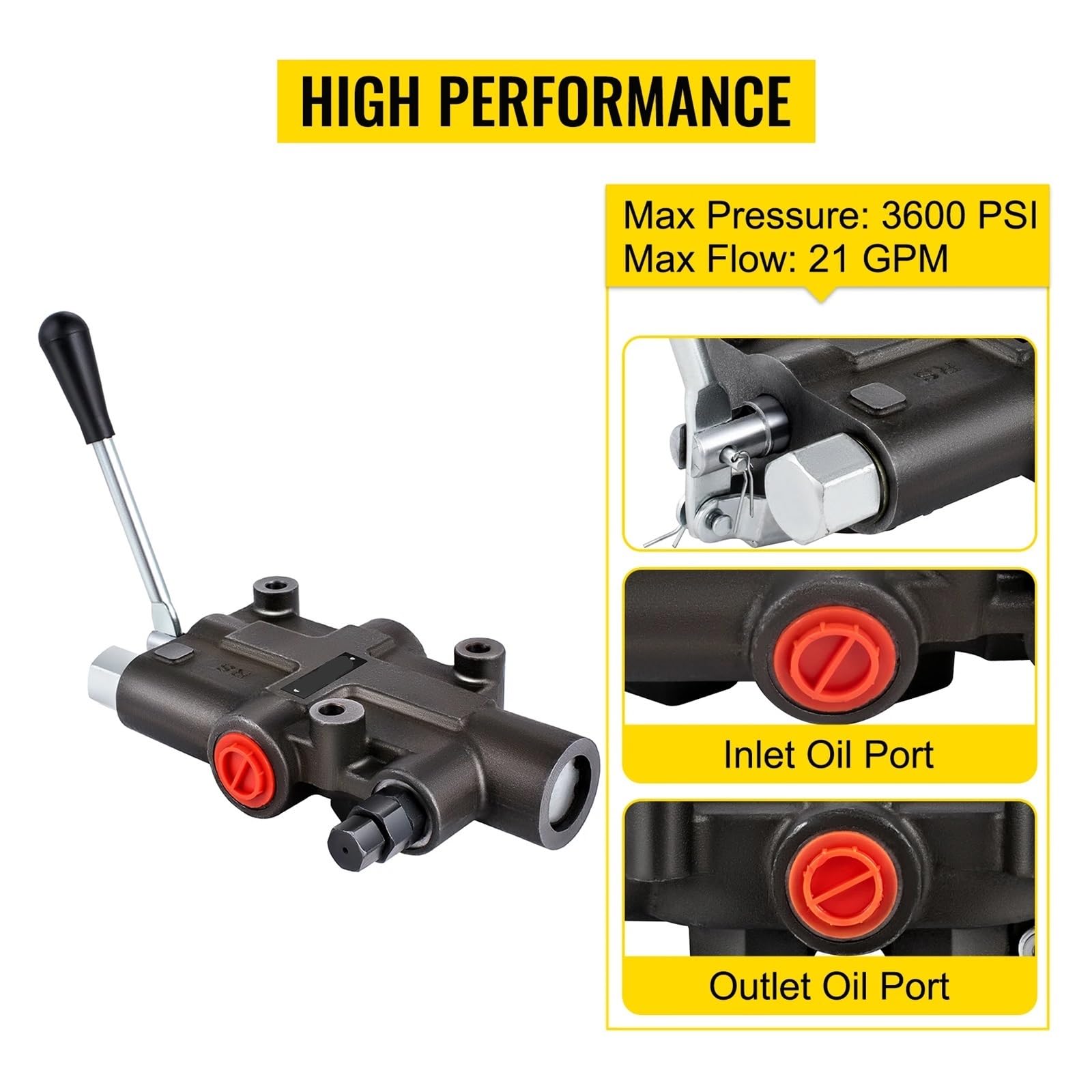 Válvula de Control Direccional Hidráulica 1 carrete 21 GPM 3600 PSI Válvula de control hidráulico direccional Doble acción Uso adecuado for motor de cilindro hidráulico de bomba