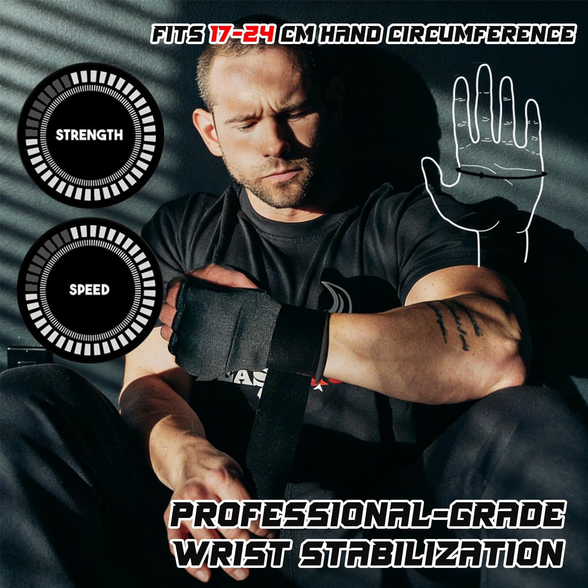 Guantes de Boxeo con Correas de 75 cm, Acolchado para Muay Thai, MMA, Kick Boxing