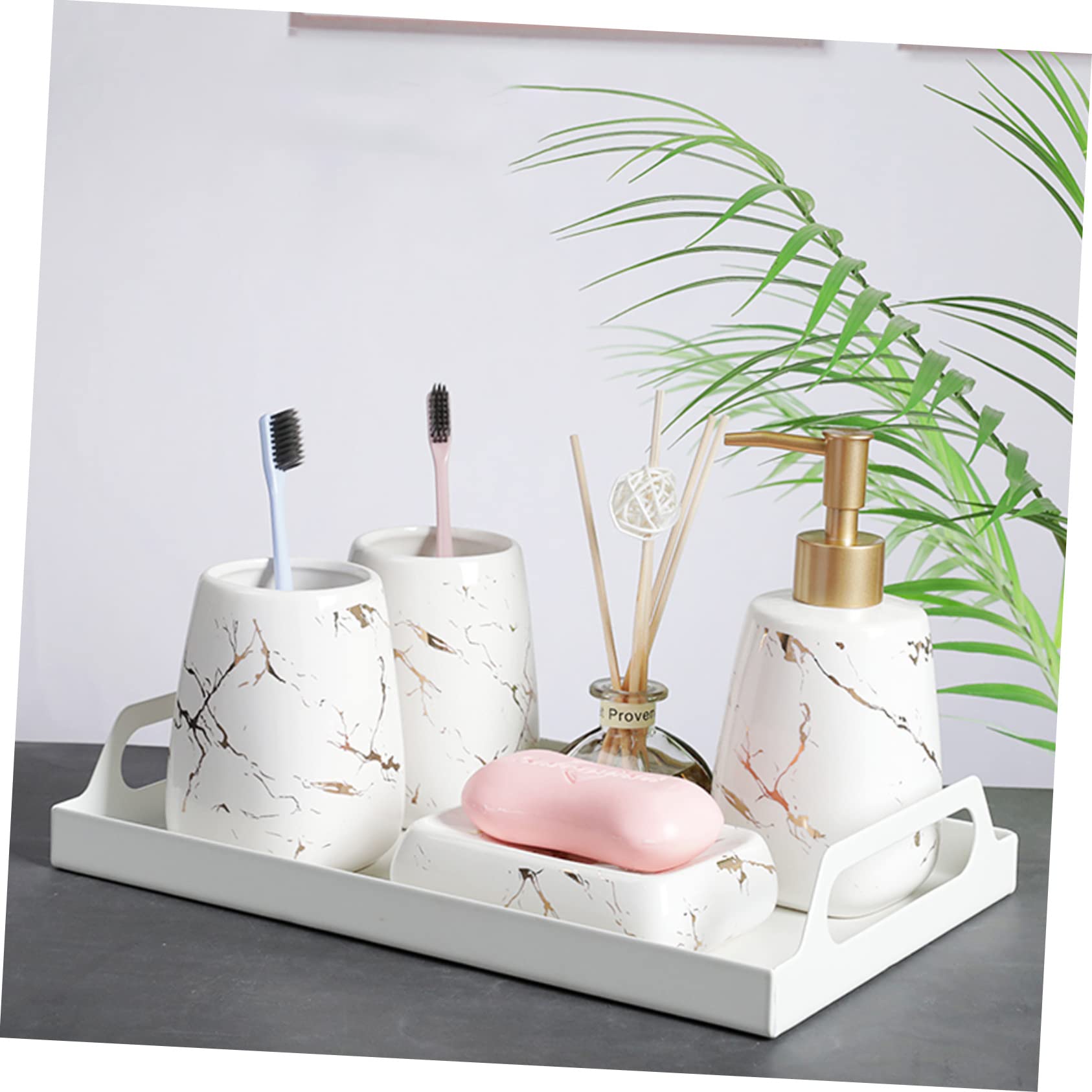 Juego de Accesorios de Baño de 3 Piezas en Cerámica Color Blanco