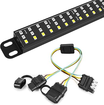 Aluminum Frame 48" Tailgate Light Bar + Universal 4 Way Flat Y-Splitter Plug and Play Adapter