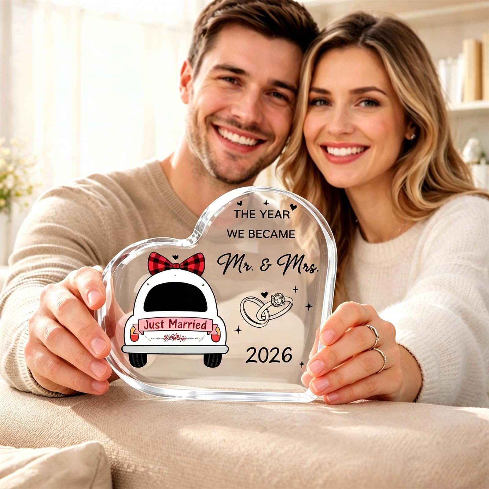 Yunlijia Red Wedding Gifts For Bride And Groom 2026, Acrylic Plaque, Mr And Mrs Gifts Personalised Anniversary Wedding Gift For Anniversaries, Valentine’s Day Commemorative Ornament Christmas 2026