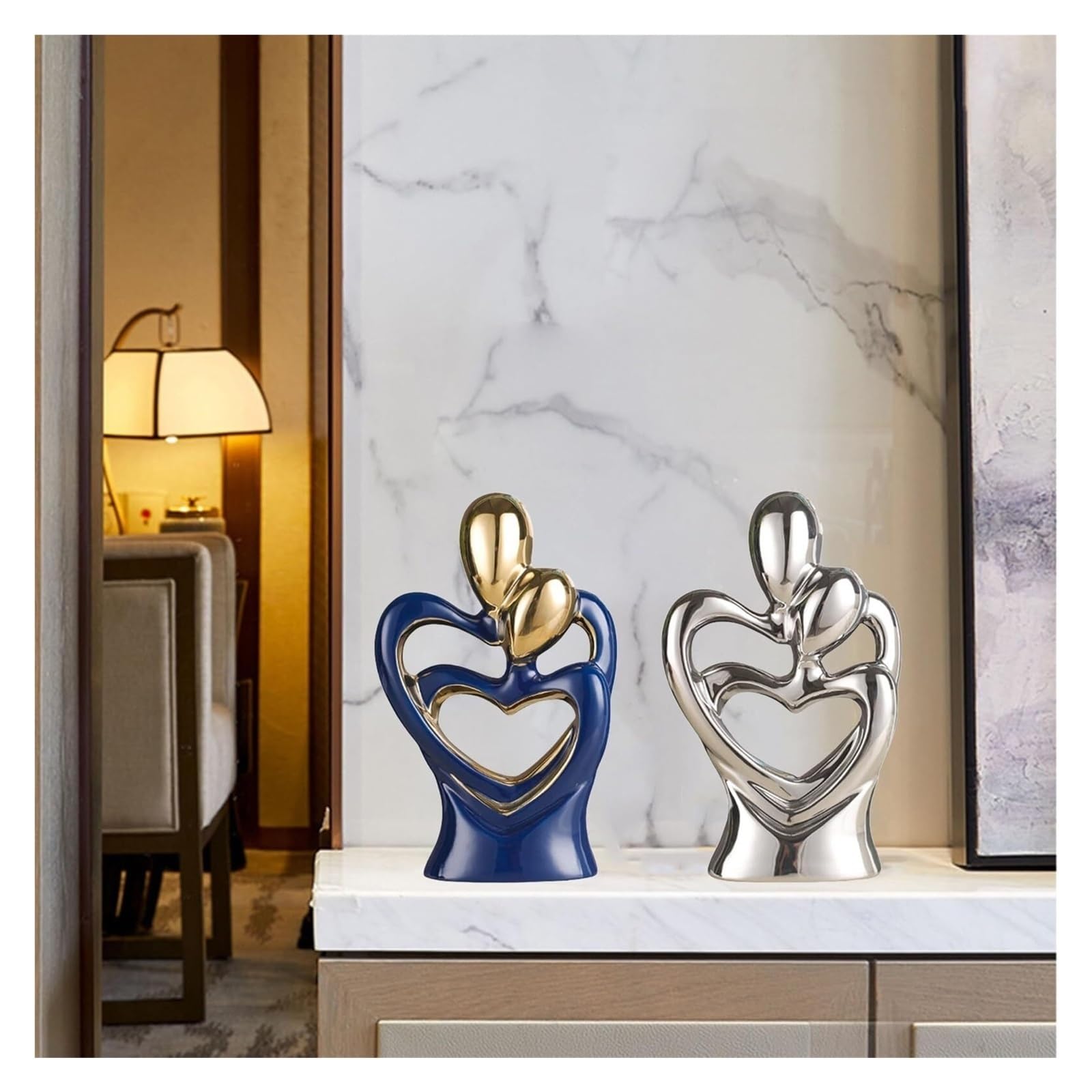 Regalos de inauguración Estatua de Pareja cerámica, Escultura Abstracta, decoración romántica Moderna, Soporte TV for Boda, Centro Mesa Decoración única