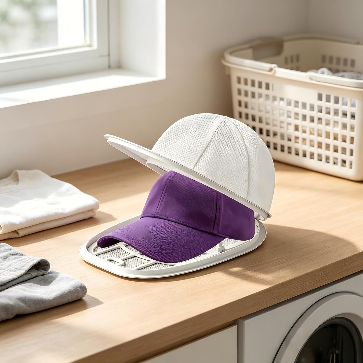 Eiito Hat Washer Cage for Washing Machine, 2Pack Hat Cleaner for Baseball Caps with Frame Cage and Mesh Bag 2Pack White