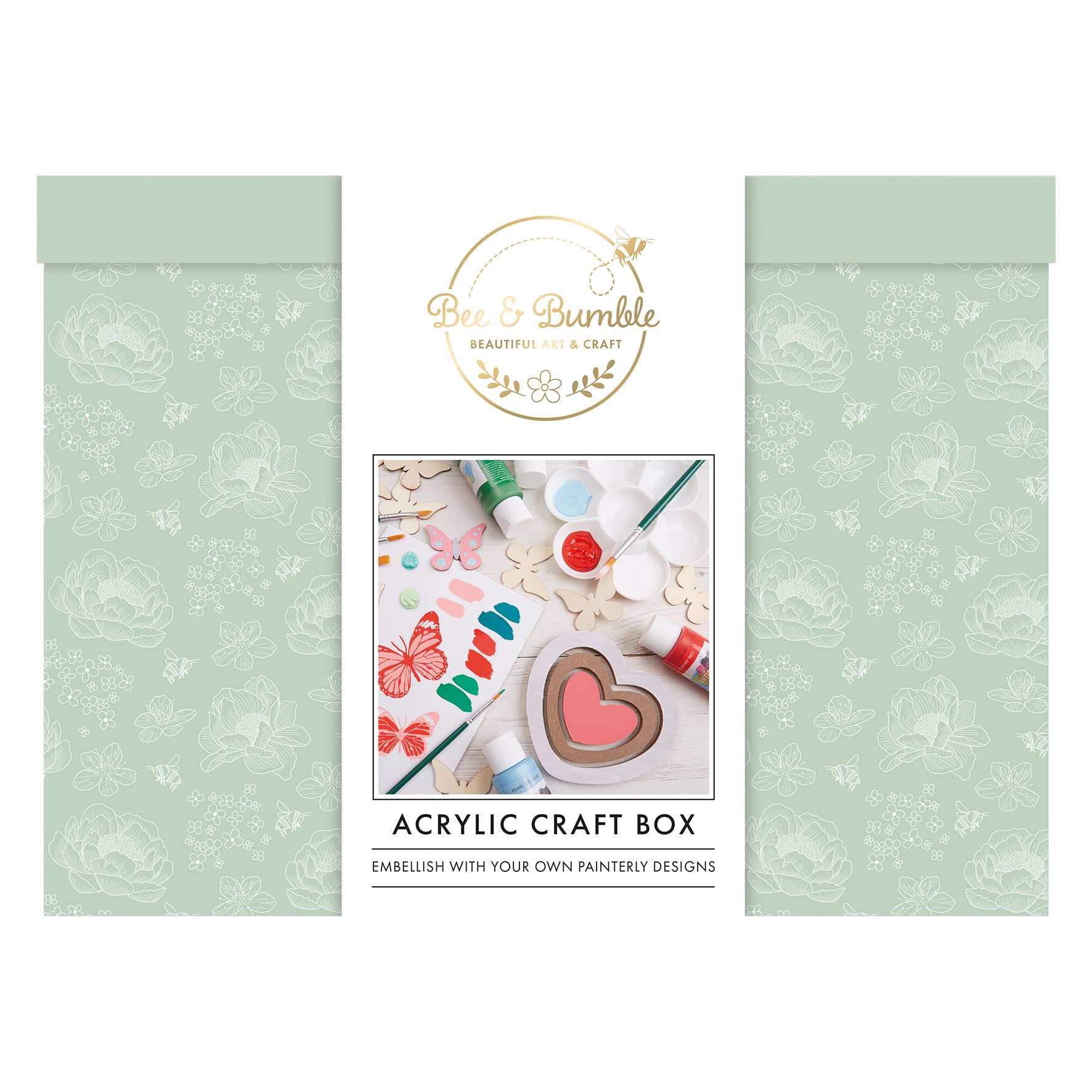 Bee & Bumble Acrylic Craft Box - Art & Craft Set - 4 Pots Paint