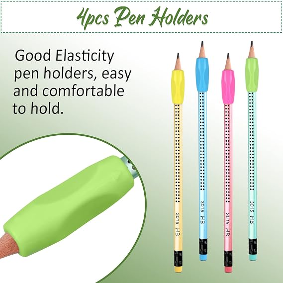 Ailvor HB Pencils, 30pcs Pencils with Rubbers, Presharpened Pencil with 4pcs Pen holders for School Children Handwriting and Drawing