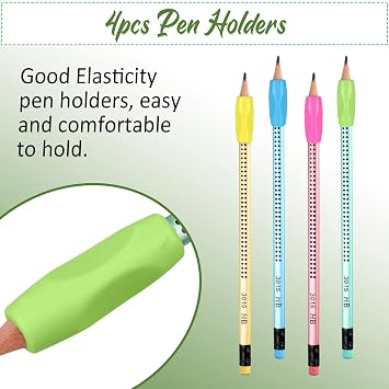 Ailvor HB Pencils, 30pcs Pencils with Rubbers, Presharpened Pencil with 4pcs Pen holders for School Children Handwriting and Drawing