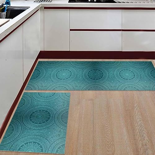 Miniatura 2 de Z&L Home Juego de 2 alfombras de cocina antideslizantes con parte trasera de goma, alfombra decorativa delgada de pelo bajo, tapete para interiores,