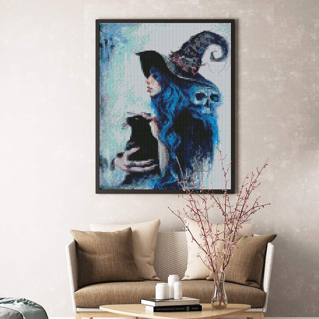 DCIDBEI 40 x 50 cm Diamond Painting teschio magico pittura a diamante 5D per fai da te quadro tela teschio, quadrato per il tempo libero adulto diamante ideale come decorazione per la