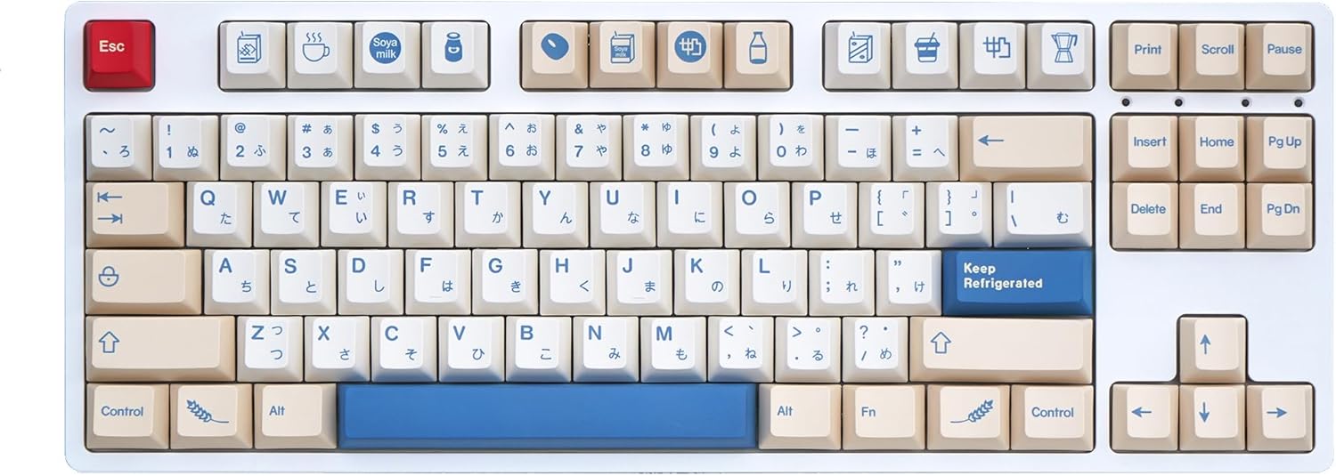 YMDK 146 SOYA Milk Theme Keycaps PBT Cherry Profile Dye Sub Keycap English Korean Japanese for MX Mechanical Keyboards