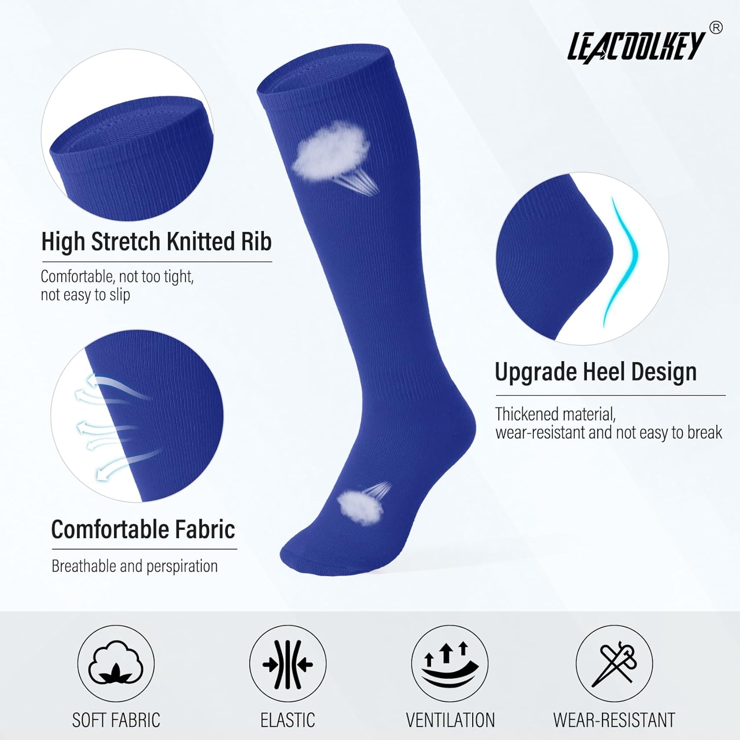 LEACOOLKEY Baseball Belt and Socks Combo Set Adjustable Softball Socks and Elastic Belt for Youth and Adult - Image 5