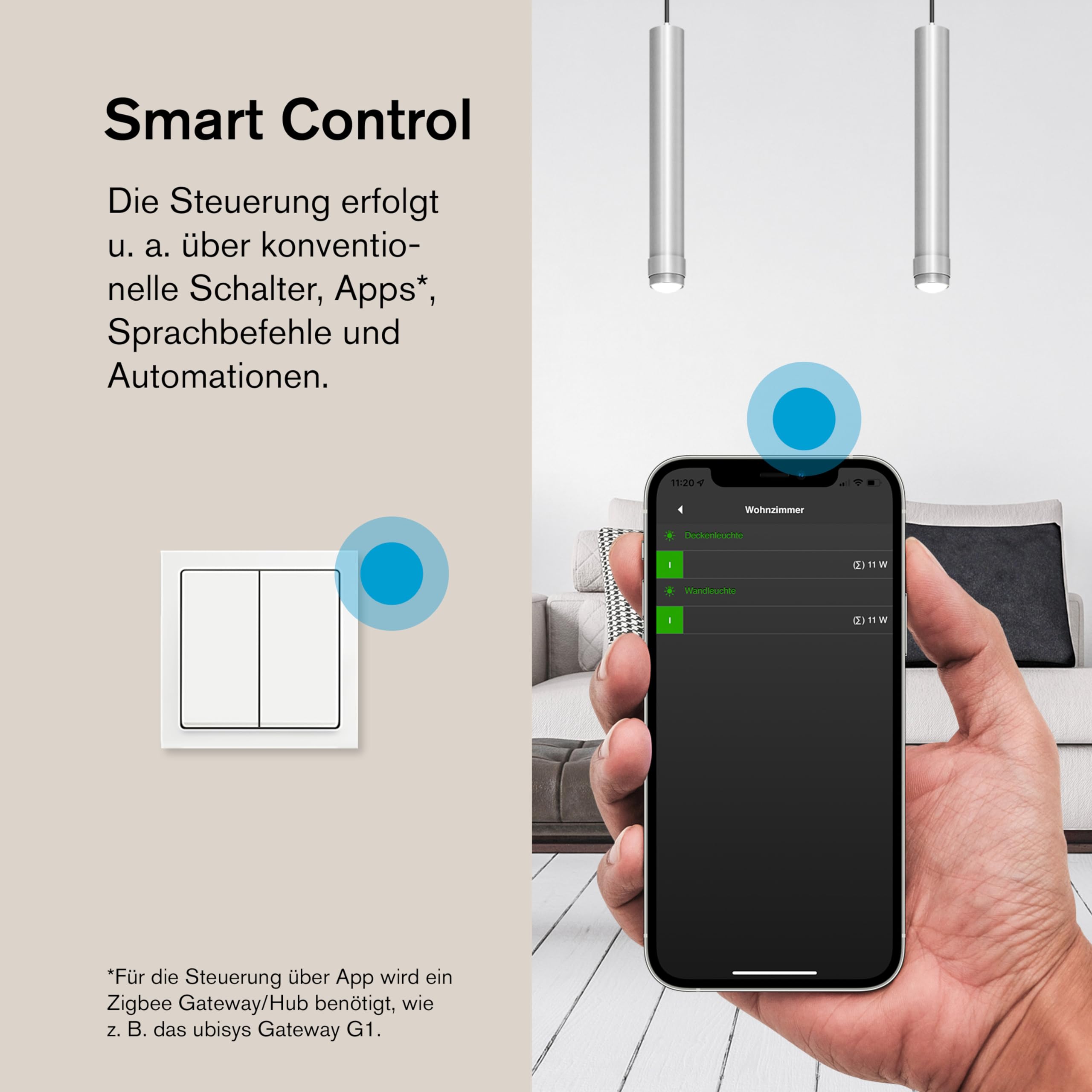 Zigbee S2 przełącznik radiowy 2 x 500 VA do inteligentnego oświetlenia