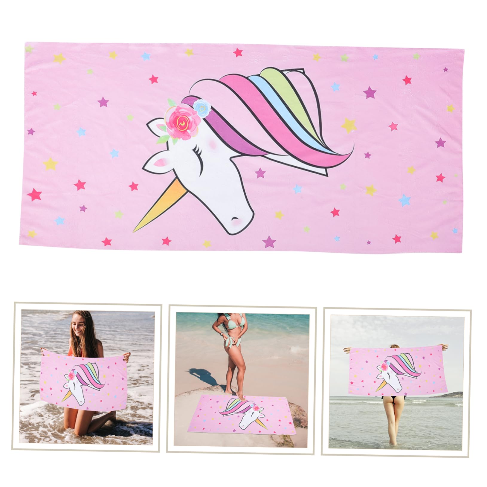 5 Pièces Serviette De Plage à Licorne Drôle Adultes Filles Voyage Enfants Serviette De Plage Confortable De e Absorbant Rose Fibre Superfine