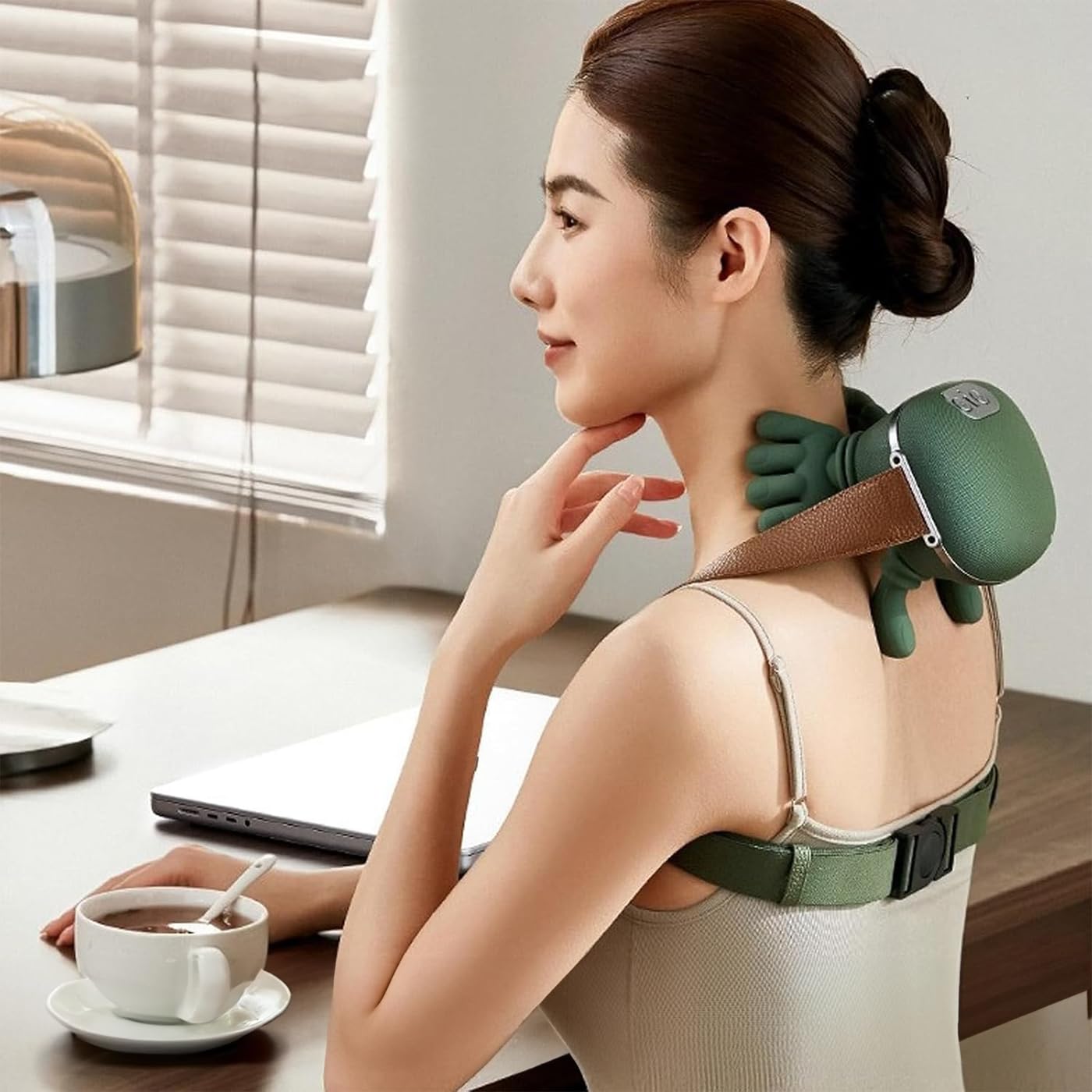 Masajeador de cuello y hombros con calor, embalaje de regalo, recargable por USB inalámbrico, 3 intensidades de masaje y 2 niveles de calor, diseño ergonómico 4D para alivio de cuello, espalda y
