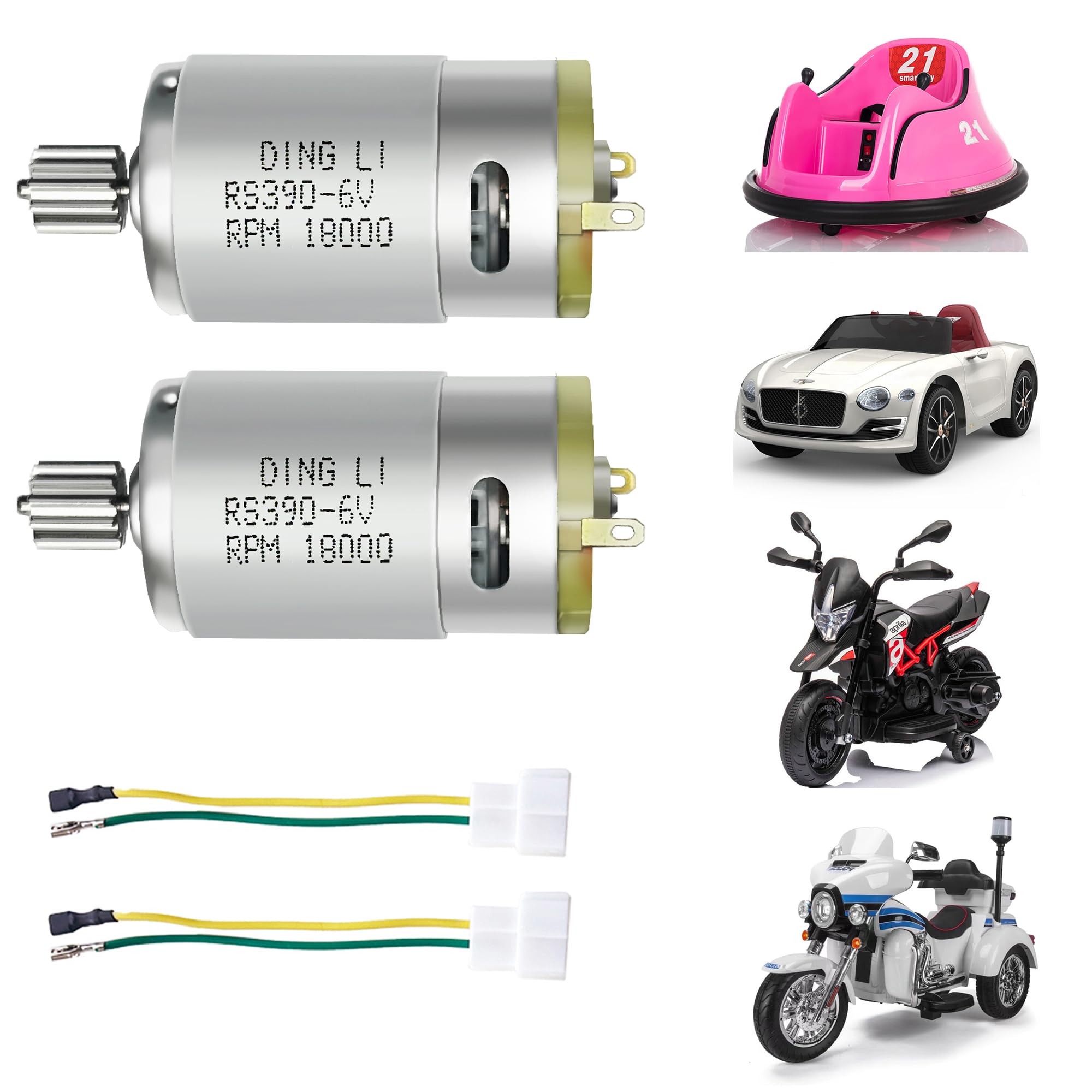2PCS 12 Volt RS390 16000RPM Motor for Kid's Electric Ride on Toys Car,RS380-RS390 12 Teeth(12 Pinion) Motor for 12V Motor Bike Upgrade Replace Accessories Parts (12V RS390 16000RPM)