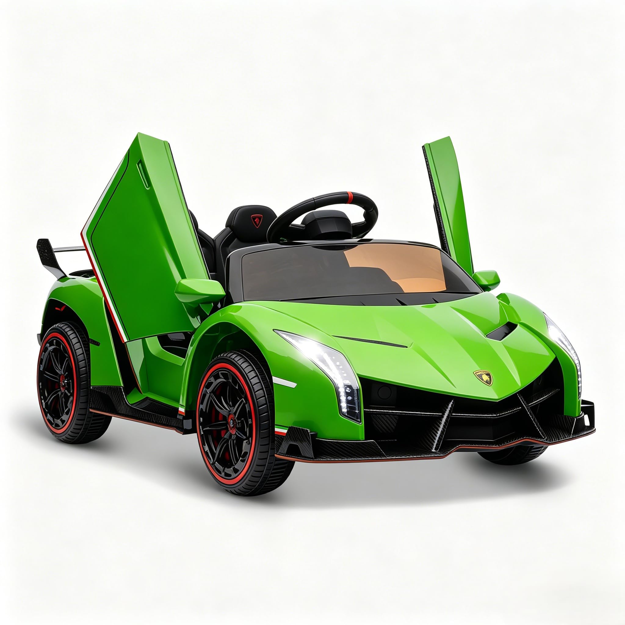 Voiture électrique Enfant Lamborghini 12V Licence Officielle, 2 Moteurs Puissants, Portes Papillon, Télécommande Parentale, Suspension, LED, Musique Bluetooth/USB, Marche Avant/Arrière