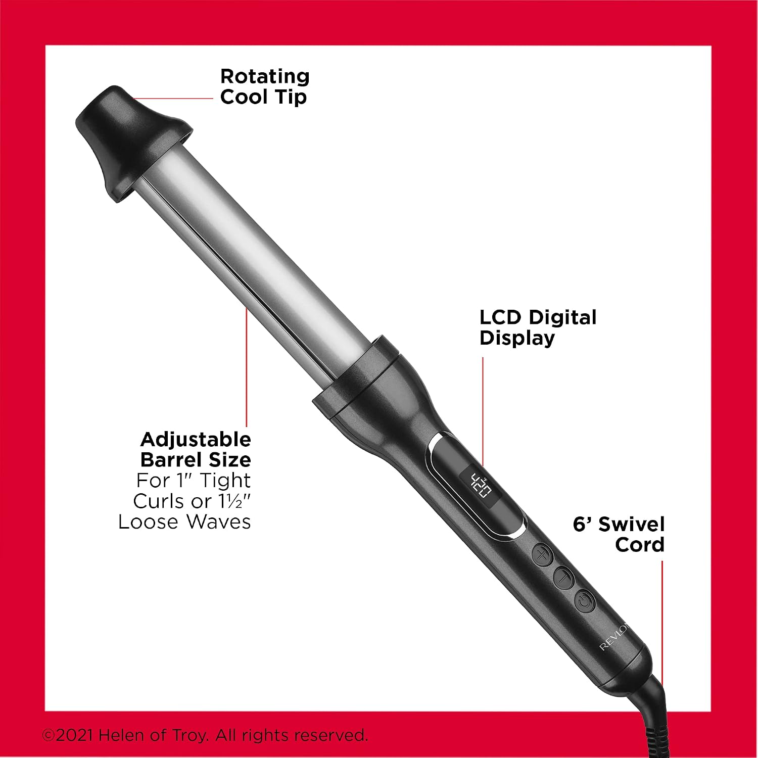 REVLON Adjustable Barrel 2 in 1 Curling Wand, 1 and 1-1/2 inch