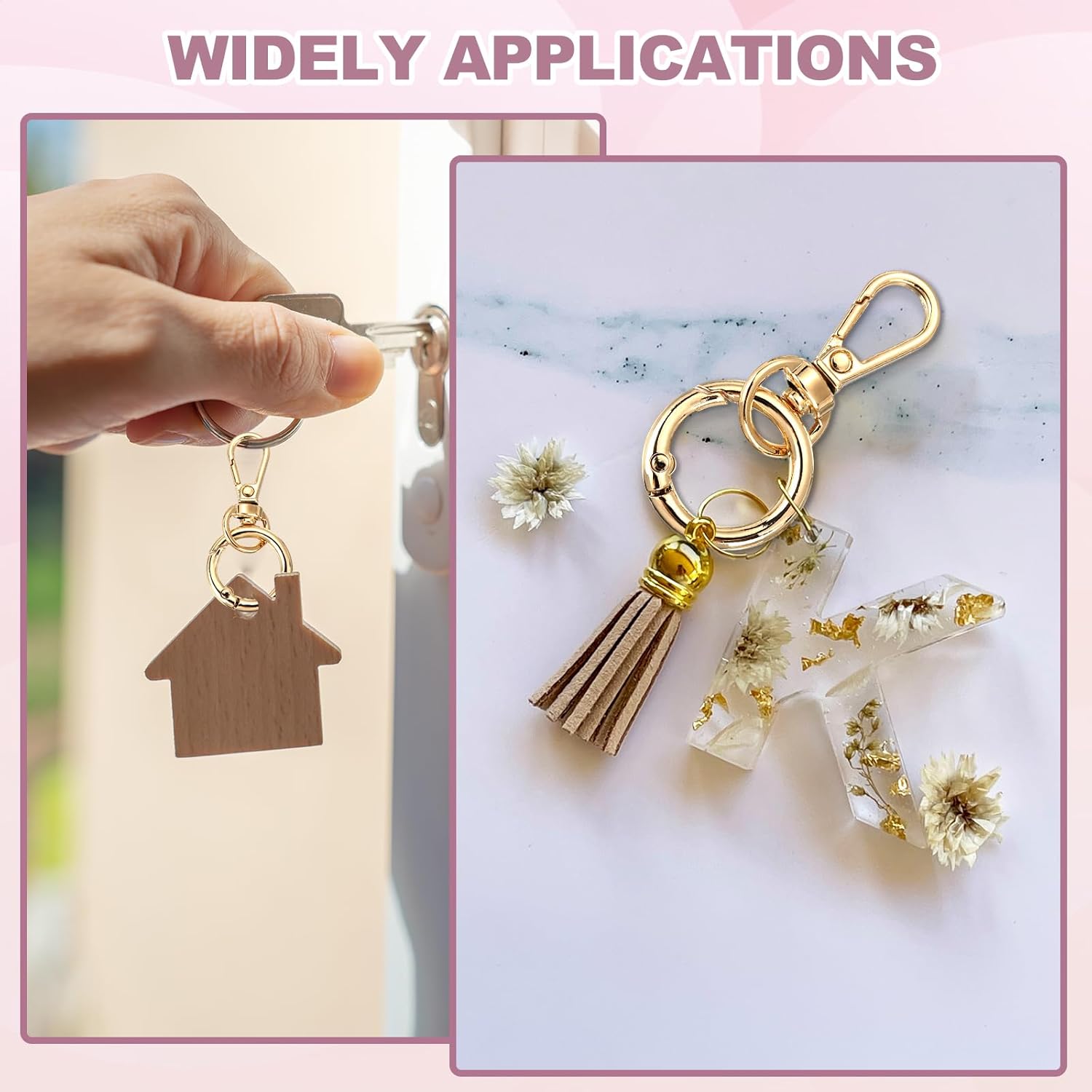 PATIKIL 1.8" Swivel Snap Hooks with Key Rings, 2Pcs Double Opening Metal Lobster Swivel Clasp Clip with O Ring for DIY Crafts Lanyard Making, Silver Tone - Image 5