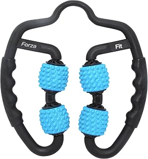 Forza Fit All-in-One 4-Wheel Massage Roller – Deep Tissue Relief for Legs, Arms, Neck & More | Ideal for Sore Muscles, Tendonitis, Carpal Tunnel & Cellulite Recovery (Blue & Black)